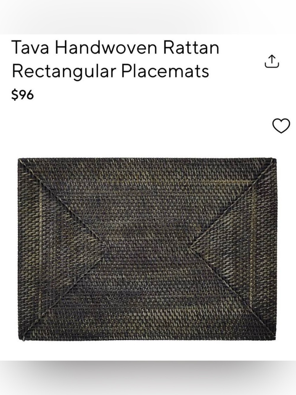 Pottery Barn Tava Handwoven Rattan Rectangular Placemats (set of 12)